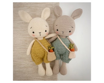 Carrots the Spring Bunny Amigurumi crochet PATTERN ONLY rabbit PDF in English, Español, Français