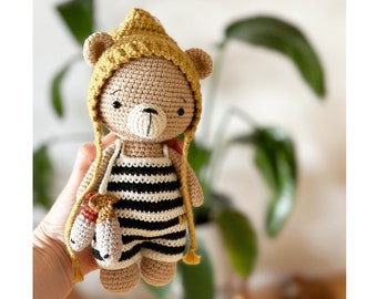 Theodore the Bear digital PDF Amigurumi Crochet PATTERN ONLY  in English, Français, Español, Deutsch