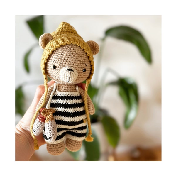 PDF numérique Theodore l'ours, modèle au crochet Amigurumi UNIQUEMENT en anglais, français, espagnol, allemand