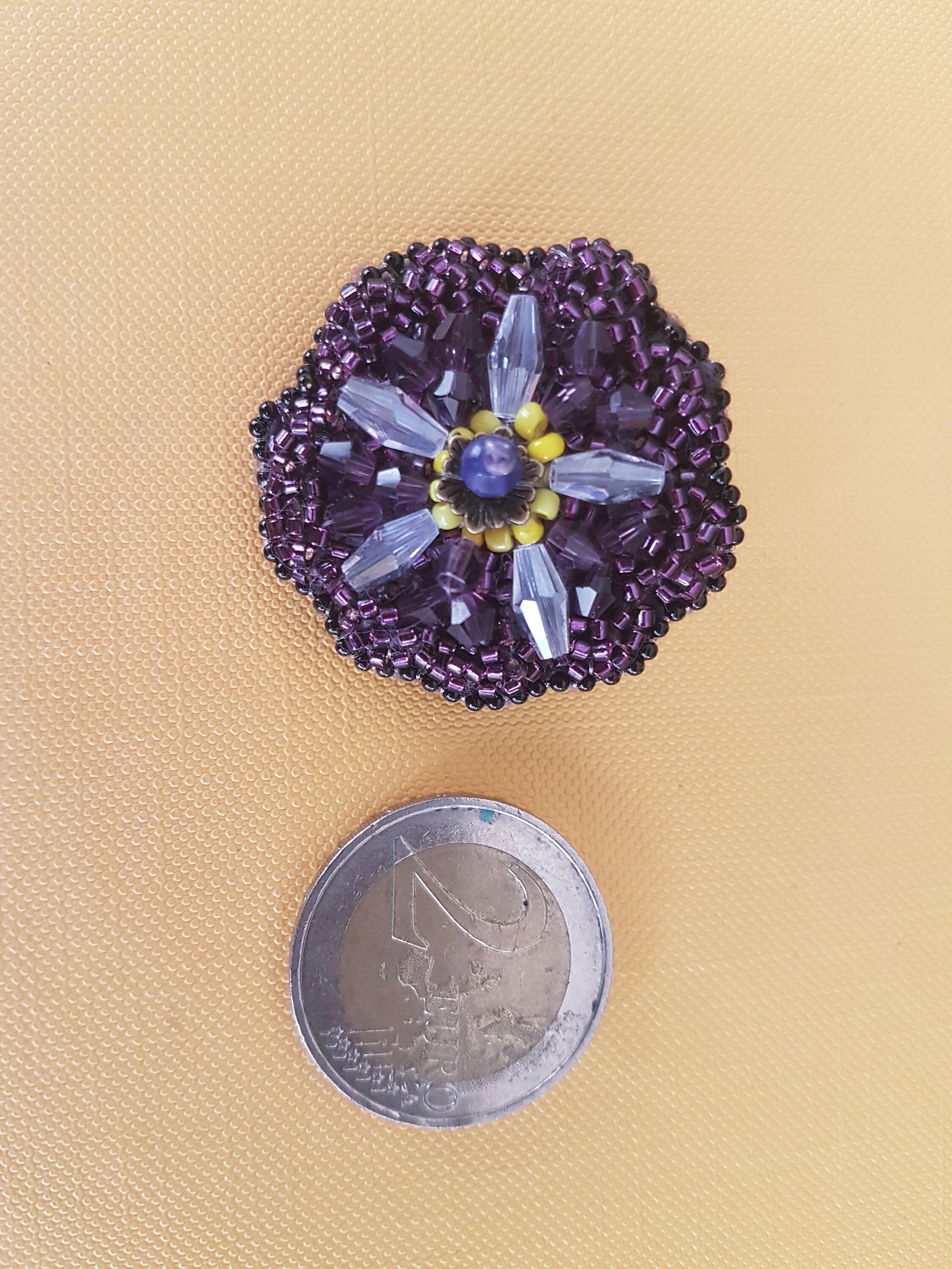 ANMORUK Embroidered Amethyst Flower Brooch / Handmade Beaded Brooch ...