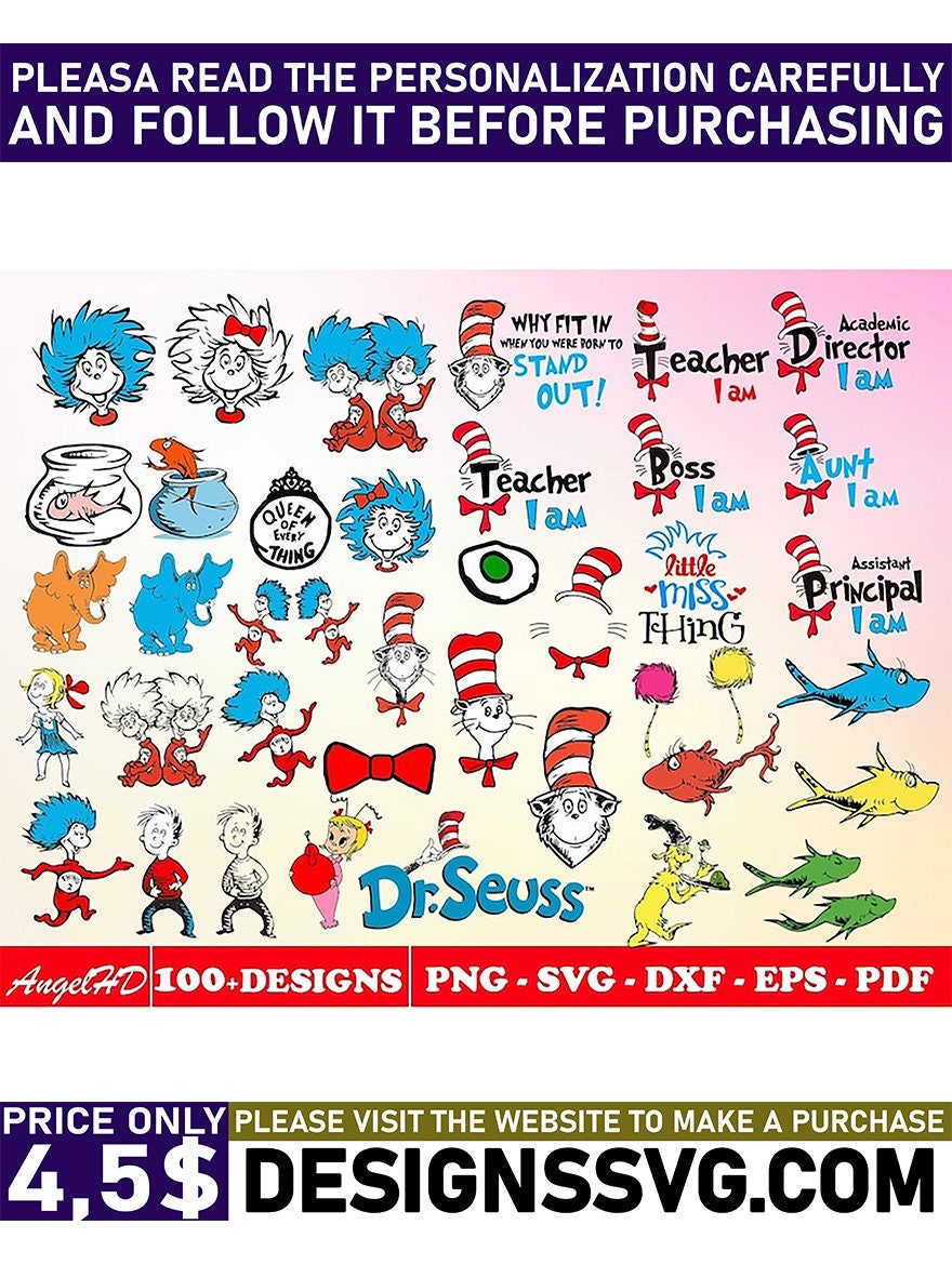 500 Files Dr Seuss Svg Bundle Layered Item, Dr. Seuss Quotes Cat in the ...