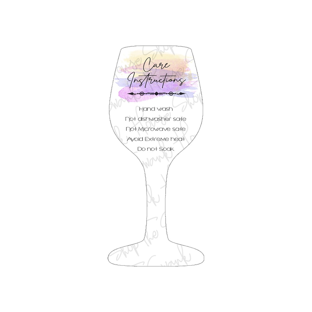 Wine Glass Wash Instructions, Care Card Instructions, Print 'n Cut JPG