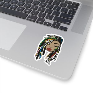 mujer negra con locs Kiss-Cut Pegatinas