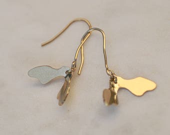 Achene earrings brass gilded with fine gold