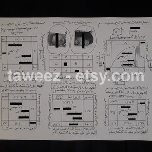 May include: A black and white image of a handwritten document with Arabic text and diagrams. The document appears to be a religious or spiritual text, possibly a prayer or incantation. The text includes the phrase "Bismillah ir-Rahman ir-Rahim" which translates to "In the name of Allah, the Most Gracious, the Most Merciful."