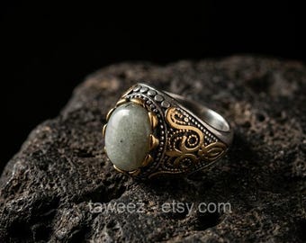 Ring of marid djinn Zayn al-Ma with Lunar Jade