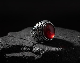 Ring of Djinn King Al-Ahmar – Powerful Jinn Ring for Protection & Strength – Authentic Islamic Spirit Ring – Handcrafted