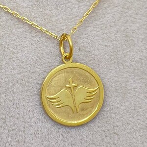 Gold Solid 14K Real Gold Angel Wings Necklace, Dainty Wings Pendant, Personalized Angel Wings Jewelry, Gold Coin Memorial Necklace, Gold