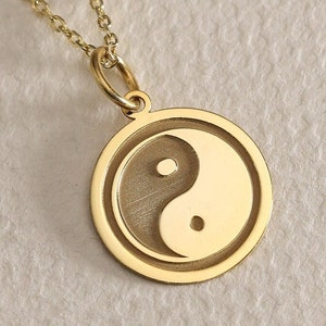 Gold Solid 14K Real Gold Yin Yang Necklace, Pesronalized Yin Yang Pendant, Yin Yang Charm, Layered Necklace, Religious Jewelry, Dainty
