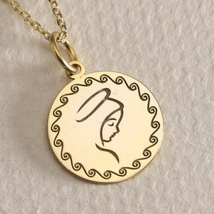 Gold solide 14K Echtgold Jungfrau Maria Halskette, Gold religiöser Anhänger, Mutter Gottes Schmuck, Schutz Halskette, personalisierte Jungfrau Maria