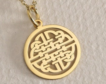 Gold Solid 14K Real Gold Dara Knot Necklace, Pesronalized Dara Knot Pendant, Celtic Symbol, Dara Knot Jewelry, Gold Celtic Dara Knot Pendant