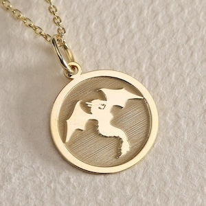 Gold Solid 14K Real Gold Chinese Dragon Necklace, Personalized Chinese Dragon Pendant, Charm Dragon Symbol, Chinese Mythology, Gold Dragon