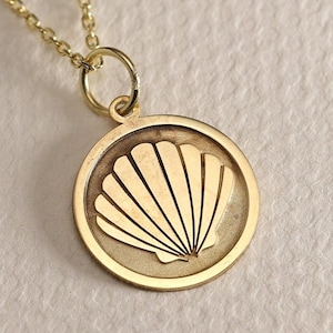 Gold Solid 14K Real Gold Seashell Necklace ,Personalized Seashell Pendant ,Dainty Shell Charm Pendant ,Sea Shell Layered Necklace , Birthday