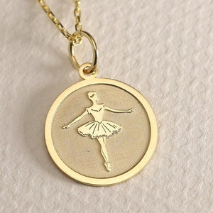 Gold Solid 14K Real Gold Ballerina Necklace , Ballet Dancer Pendant , Ballerina Jewelry , Personalized Ballerina Pendant ,Ballet , Birthday