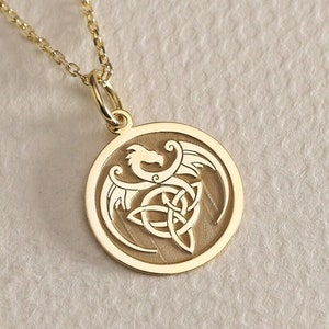 Gold Solid 14K Real Gold Chinese Dragon Necklace, Personalized Chinese Dragon Pendant, Charm Dragon Symbol, Chinese Mythology, Gold Dragon
