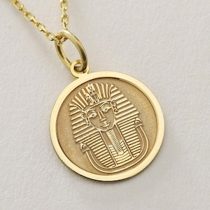 14k Solid Gold Pharaoh Necklace , Personalized Pharaoh Pendant , Tutankhamun Necklace , Egyptian Pendant , Ancient Egyptian ,Birthday gift