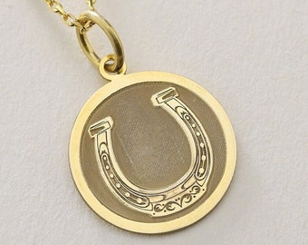 Gold Solid 14K Real  Gold Horseshoe Necklace , Lucky Charm Horseshoe Pendant ,Christmas Gift , Valentines Day Gift ,Dainty Necklace , Woman