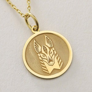 14k Solid Gold Egyptian Hieroglyphs Anubis Necklace , Personalized Awesome Egyptian Pendant , Egypt Charm , Egyptian Pendant ,Birthday gift