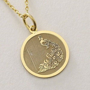 Gold Solid 14K Real Gold Peacock Necklace, Personalized Peacock Pendant,Peacock Jewelry, Delicate Peacock Bird Charm, Dainty Peacock Pendant