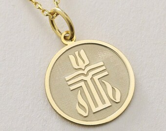 Cruz presbiteriana de oro macizo de 14 quilates, colgante presbiteriano personalizado, collar de protección.