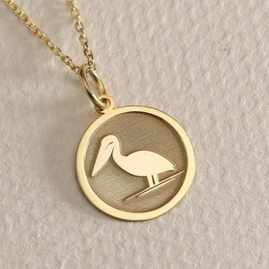 Gold Solid 14K Real Gold Pelican Necklace, Dainty Necklace, Solid Gold 14k Necklace, Pelican Necklace, Animal Necklace, Necklace For Women