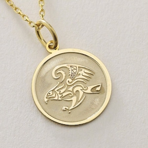Gold Solid 14K Real Gold Eagle Necklace, Personalized Eagle Pendant, Bird Pendant, 14k Real Gold Eagle Necklace