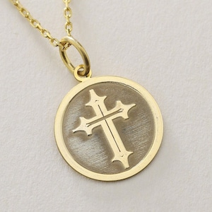 Gold Solid 14K Real Gold  Cross Necklace, Personalized  Cross Pendant, Trinity Knots Cross Necklace, Irish Jewelry