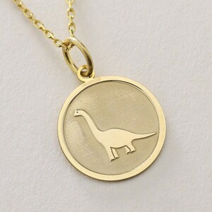 14k Solid Gold Dinosaur Necklace , Personalized Dino Pendant , Everyday Jewelry , Real Gold , Symbol of Strength , Birthday gift