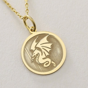 Gold Solid 14K Real Gold Chinese Dragon Necklace, Personalized Chinese Dragon Pendant, Charm Dragon Symbol, Chinese Mythology, Gold Dragon