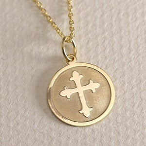Gold Solid 14K Real Gold  Cross Necklace, Personalized  Cross Pendant, Trinity Knots Cross Necklace, Irish Jewelry
