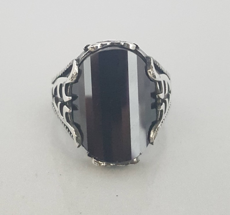 925K Sterling Silver Black Onyx Men/'s Ring
