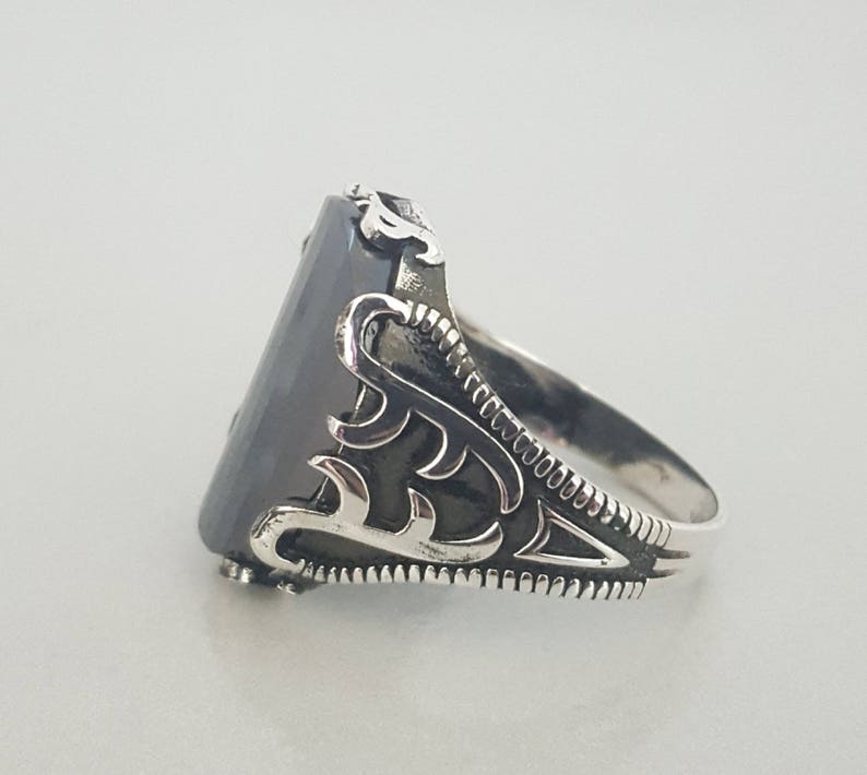 925K Sterling Silver Black Onyx Men/'s Ring