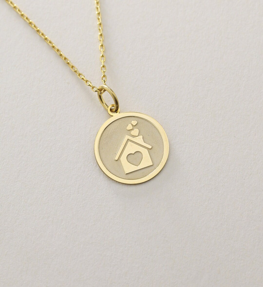 14k Solid Gold Home Necklace , Personalized House Necklace , Infinity ...