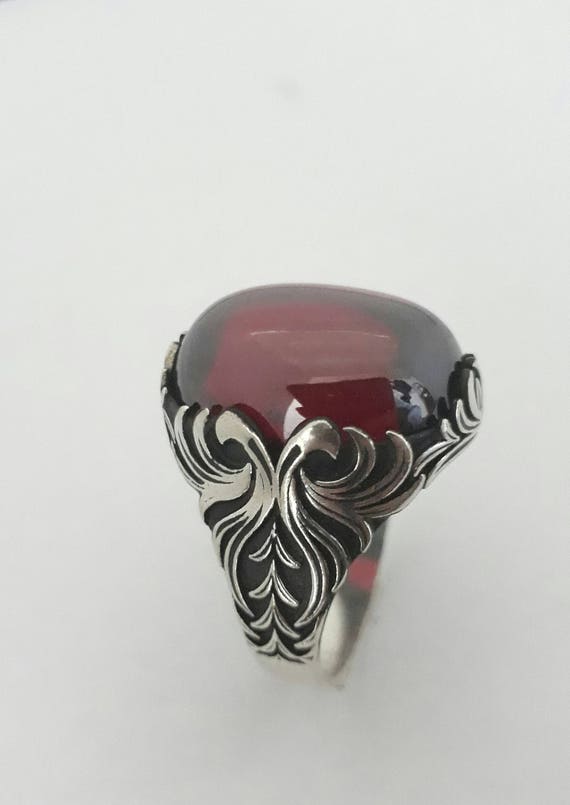 silver and garnet ring