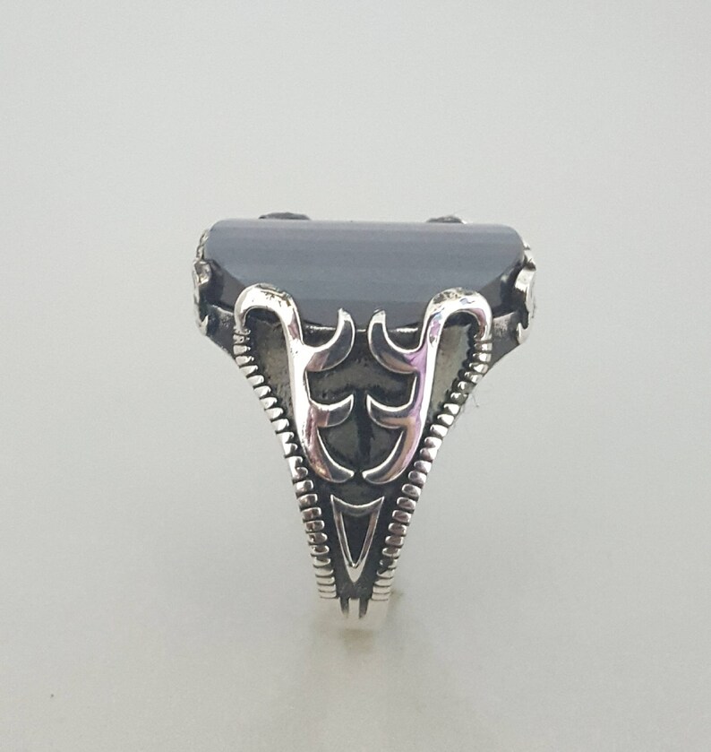 925K Sterling Silver Black Onyx Men/'s Ring