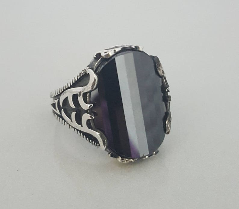 925K Sterling Silver Black Onyx Men/'s Ring