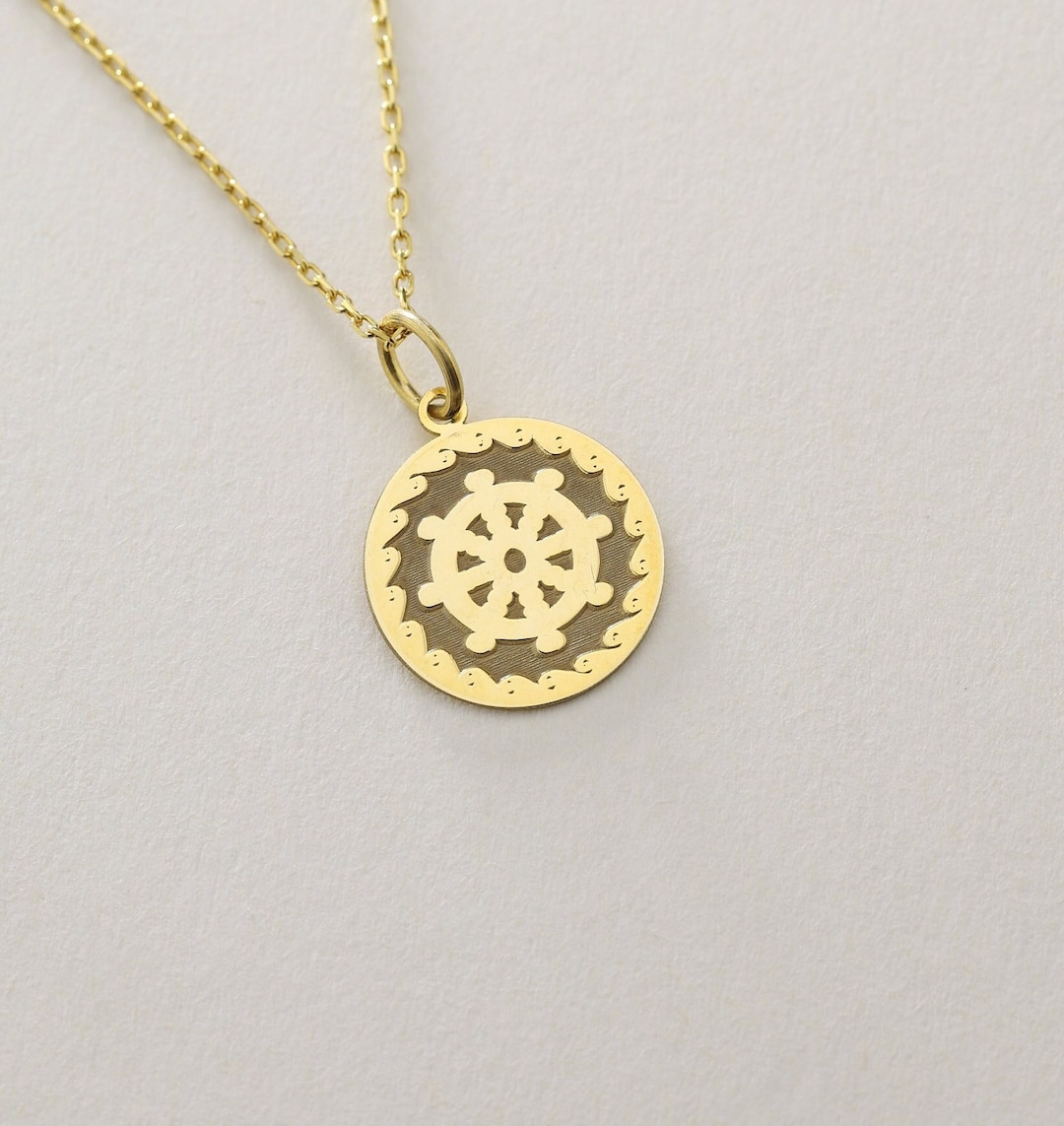 14K Gold Gold Rudder Necklace , Ship Lover Gift , Rudder Necklace ...