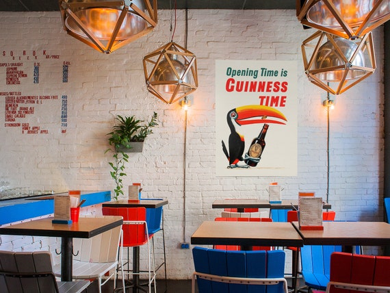 1930s “Opening Time is Guinness Time” Vintage Style Bar Poster 18x24