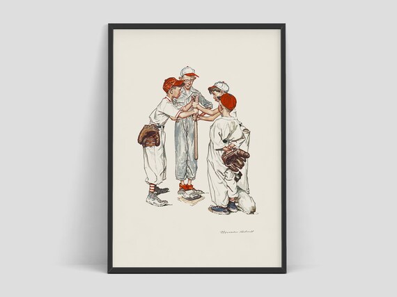 Norman Rockwell Baseball 1st vintage poster of the Sports | Etsy