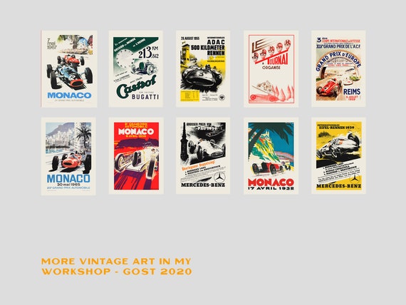 1982 Monaco Grand Prix Motor Racing Poster A3//A4 Print
