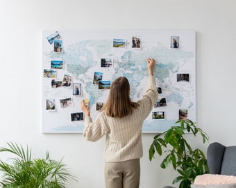 Large Push Pin World Map, Detailed Travel Map Pin Board, Mark and Show Places You Have Been, Detailed Visited Countries Travel Tracker
