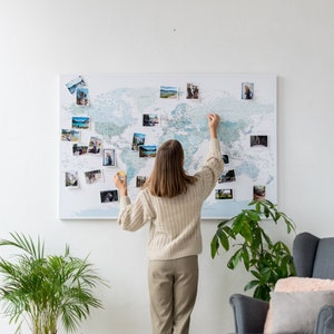 Large Push Pin World Map, Detailed Travel Map Pin Board, Mark and Show Places You Have Been, Detailed Visited Countries Travel Tracker