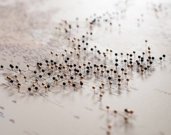 Pinnwand Weltkarte Detaillierte - Weltkarte Zum Pinnen auf Leinwand - Landkarte mit Pinnadeln - Geschenk für Reisende + 100 pins | TRIP MAP