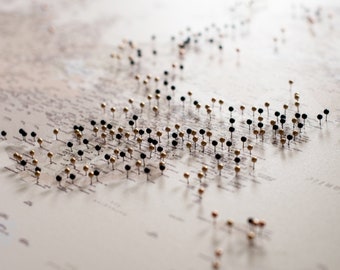 Push Pin World Map Detailed, Personalized Travel Map Pin Board Canvas, Beige Places Visited Map, Custom Map to Show Where You've Been
