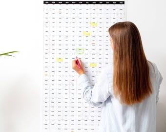 2026 Whole Year Block Planner: Large Annual Monthly Wall Calendar, Minimal Yearly Organizer, Vertical Months, 24x44″/61x111cm