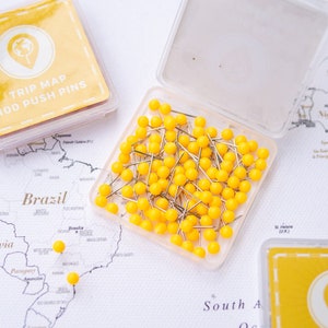 Map Push Pins Orange - Round Head Tacks with Stainless Point - Matte Finish - Marking Pins - 100 pc