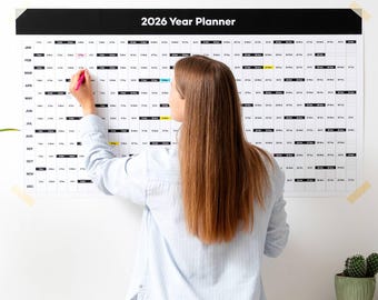 2026 Whole Year Wall Calendar: Large Block Annual Monthly Planner, Minimal Yearly Organizer, Horizontal Months, 24x44″/61x111cm