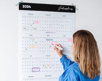 2025, 2026 Wandkalender Jahresplaner Großformat, Jahresübersicht, Wochenplan, Tagesplaner, Wandplaner, Familien Plakatkalender 61x111cm