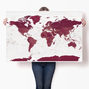Großes Weltkartenplakat - Weltkarte Wandkunst - Personalisierte Landkarte Wandbild - Politische Wandposter Weltkarte - Weltkarte Poster XXL