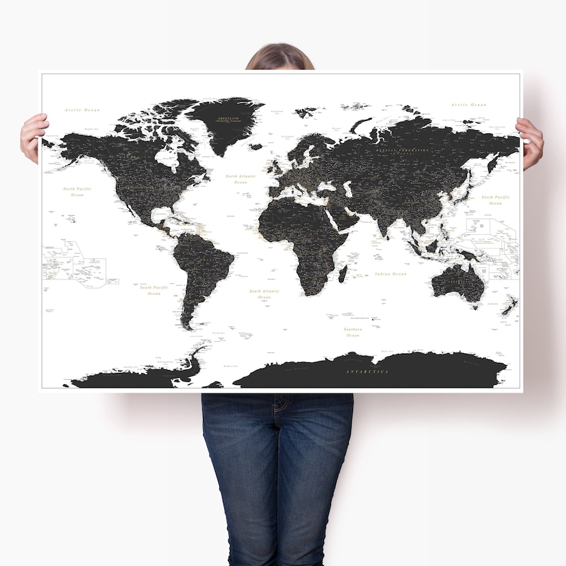 White World Map - Etsy